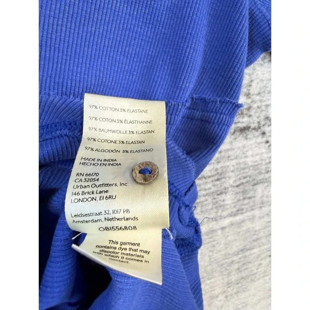 DIY We The Free Free People Blue Henley Thermal Waffle Knit Long Sleeve Top L - Picture 9 of 9